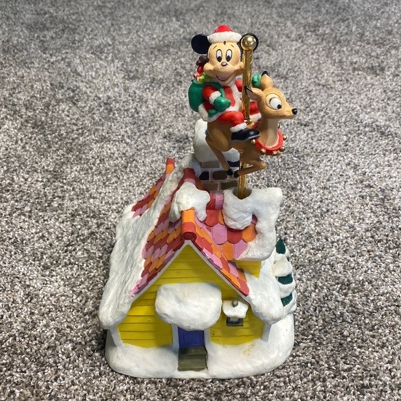 Vintage Disney Christmas Collection House . Mickey Santa on Reindeer Music Box - Picture 5 of 7